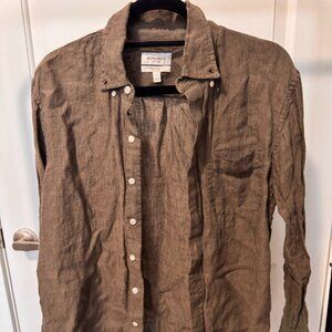 Bonobos Long Sleeve Linen Button Down - olive green